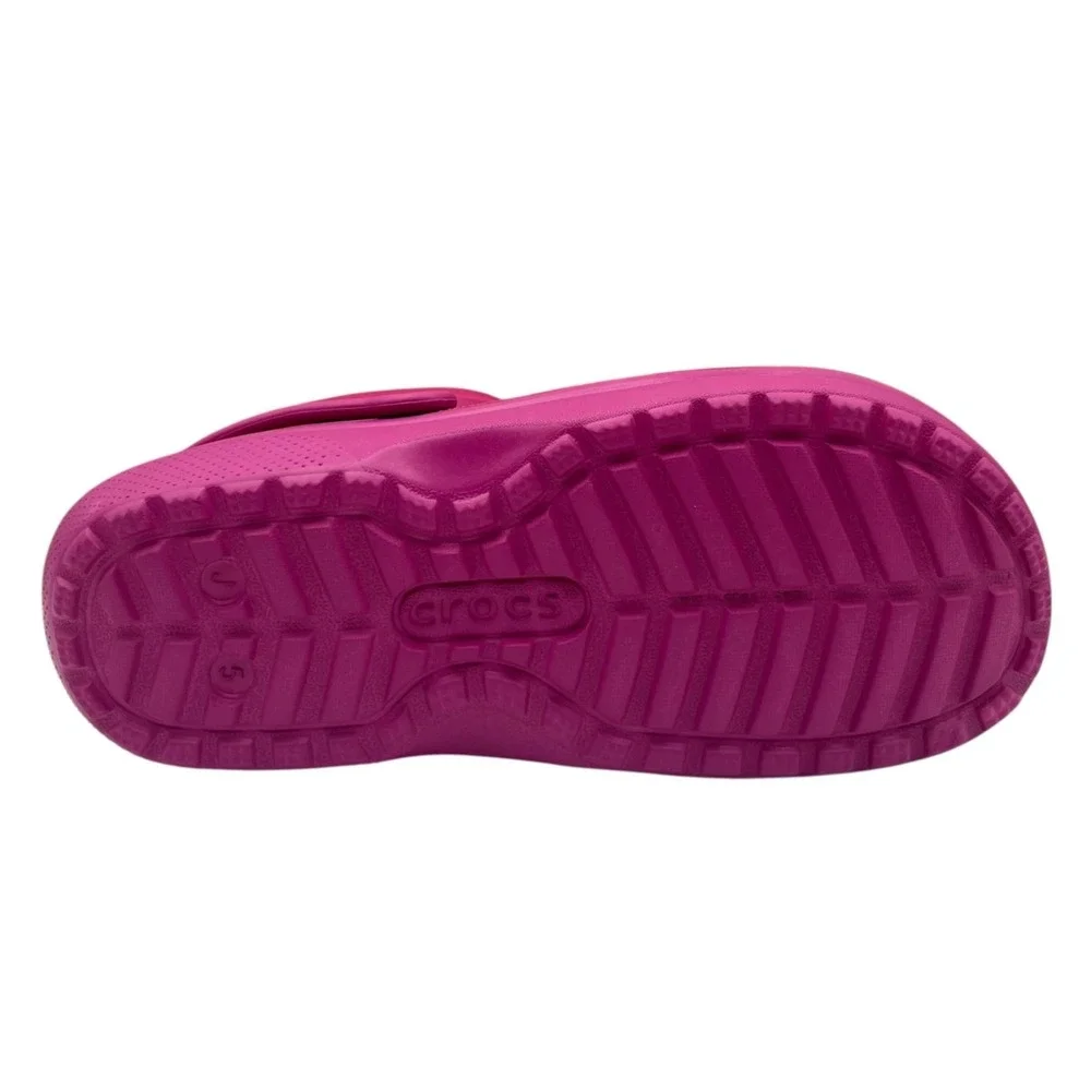 Crocs Classic Youth Girls Lined‎ Neo Puff Boots Size 5 (J5) Fuchsia Faux Fur